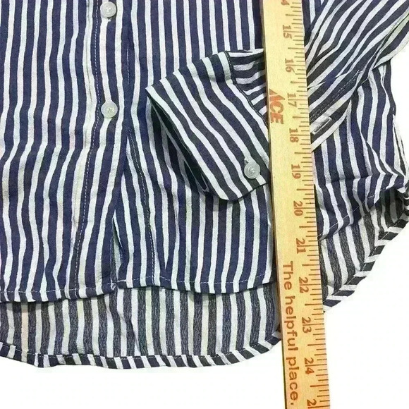 By Together Long Sleeve Button Down Blouse Size Small Rayon Stripe Lightweight - Picture 6 of 6